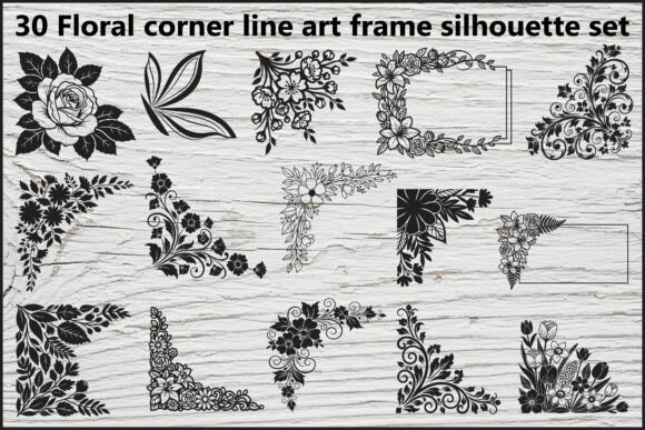 30 Floral Corner Frame Silhouette Bundle: Elevate Your Visual Design