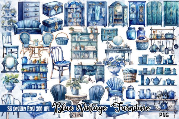 Blue Vintage Furniture Clipart PNG: A Designer's Guide