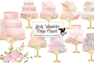 Blush Watercolor Cakes Clipart: A Sweet Design Asset