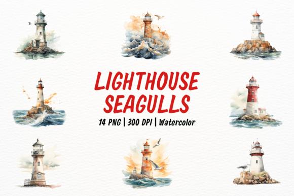 Capturing Coastal Charm: The Versatile Lighthouse and Seagulls Clipart Collection