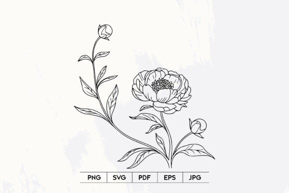 Elegant Peony Line Art: A Designer's SVG Asset Guide