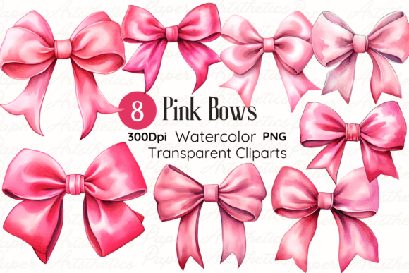 Elevate Designs with Watercolor Pink Bow Clipart