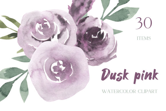 Elevate Designs with Watercolor Purple Roses Clipart