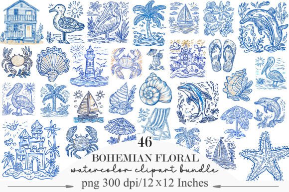 Elevate Your Designs with Coastal Charm: The Versatility of Hand-Drawn Line Art