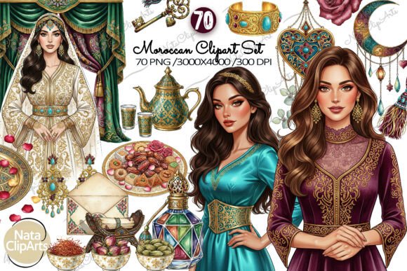 Elevate Your Designs with Moroccan Night Glam Clipart