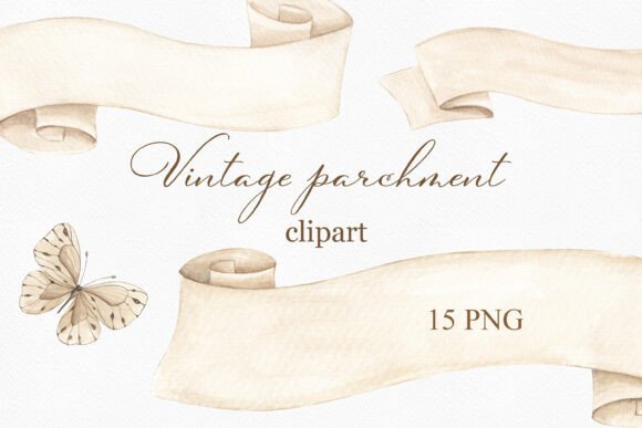 Elevate Your Designs with Watercolor Vintage Parchment Clipart