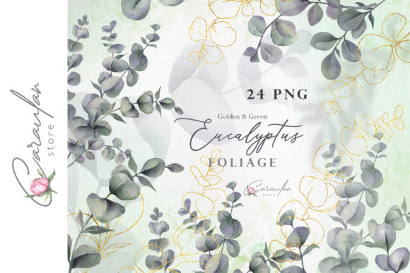 Eucalyptus Watercolour & Golden Clipart: Elevate Your Designs