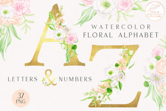 Floral Alphabet: Gold Letters & Numbers for Elegant Design