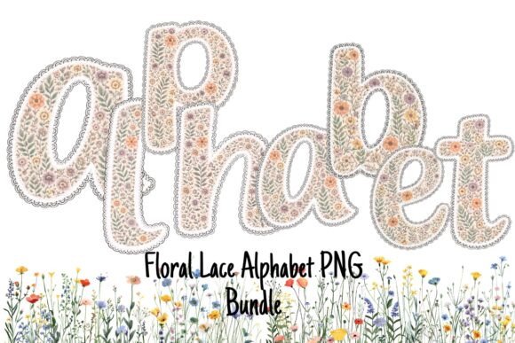 Floral Lace Alphabet PNG Bundle: Elegant Design Elements