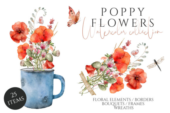 Poppy Flowers Watercolor Set: Elevate Your Design Projects