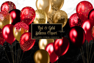 Red and Gold Balloons Clipart for Celebration Designs