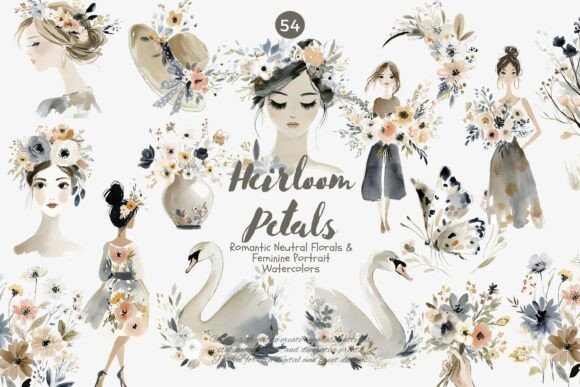 Romantic Neutral Floral Clipart Bundle: Elevate Your Design Projects