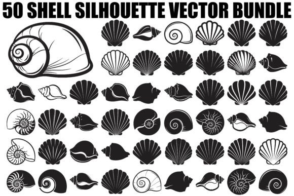 Shell Silhouette Vector Bundle: Coastal Design Assets