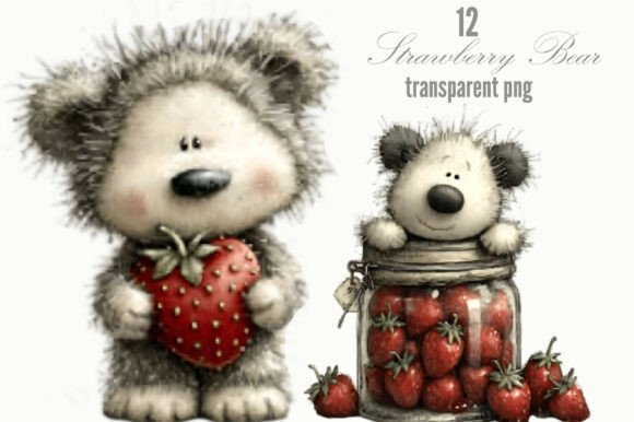 Strawberry Bear PNG Clipart: A Sweet Design Asset