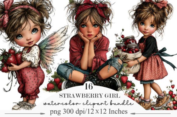 Strawberry Girl Whimsical Clipart: A Design Asset Sweet Spot
