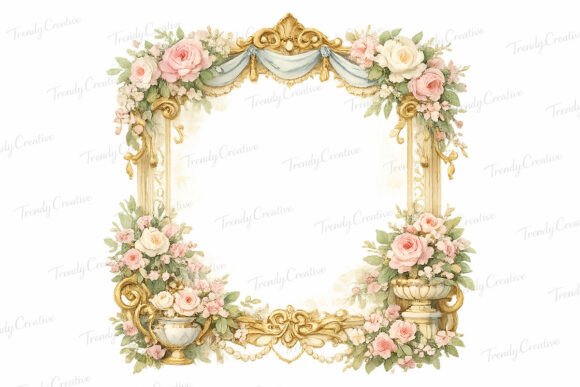 Timeless Design: The Versatile Regency Floral Frame PNG Clipart