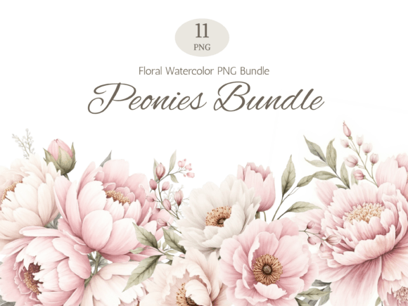 Watercolor Peony PNG Bundle: Elevate Your Designs with Floral Elegance