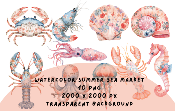 Watercolor Summer Sea Market Collection: Coastal Elegance for Design