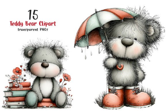 Whimsical Teddy Bear Clipart: A Versatile Design Bundle